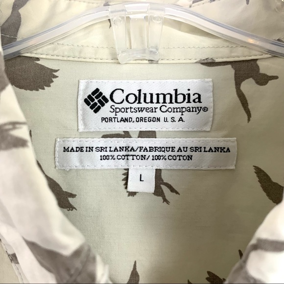 Columbia Sportswear Duck Hunters Button Down Shirt Mens Sz Large Tan Brown - Picture 3 of 10